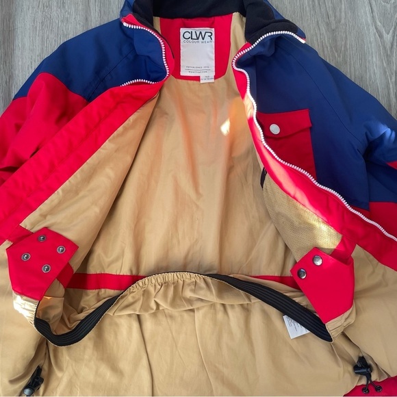 CLWR COLOURWEAR Youth 12-14 Winter Jacket Red Navy Colorblock Waterproof - Picture 7 of 16